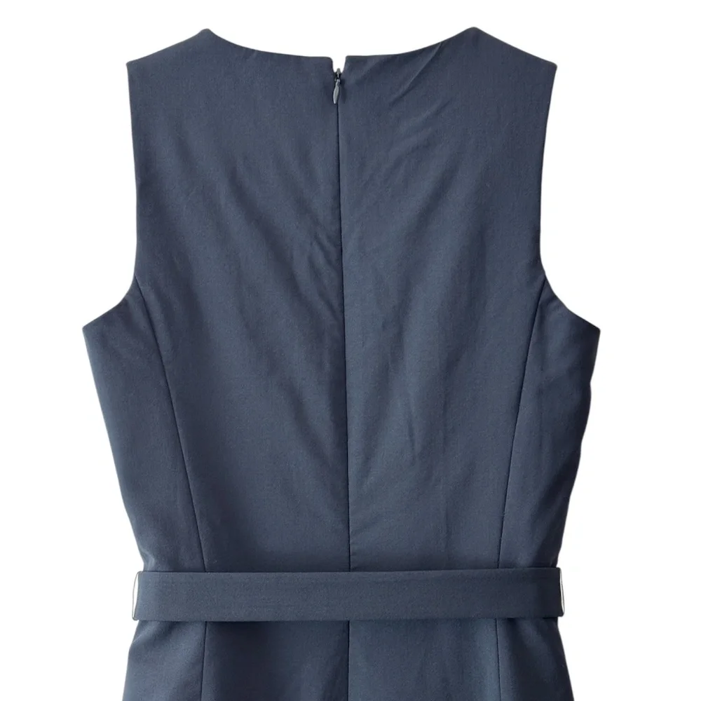 Theory "Vaille B" Belted Sheath Dress - Navy Blue Size 0 - Picture 6 of 10